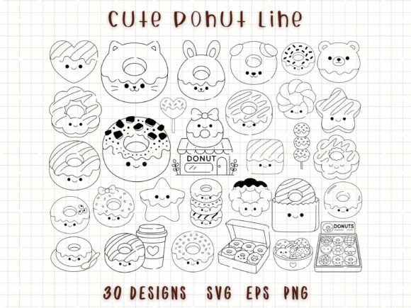 Adorable Donut SVG Line Art for Creative Projects