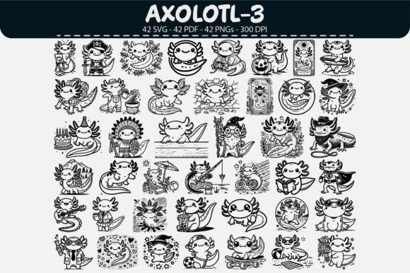Axolotl Clipart Pack: 42 Playful Designs for Creative Projects