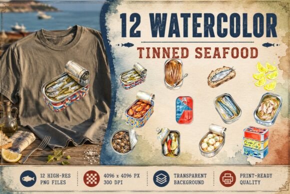 Capturing Coastal Charm with Gourmet Tinned Fish Clipart