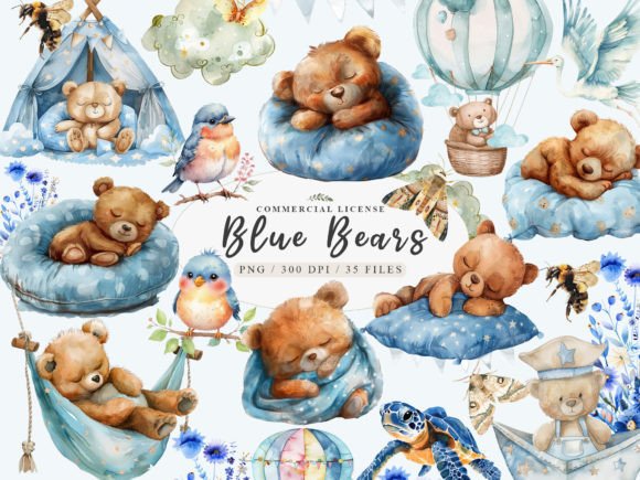 Charming Blue Teddy Bear Clipart for Your Creative Projects