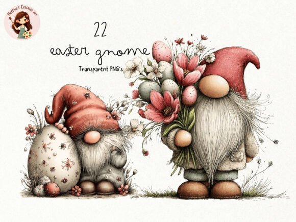 Easter Gnome PNG Clipart Bundle: Whimsical Spring Charm
