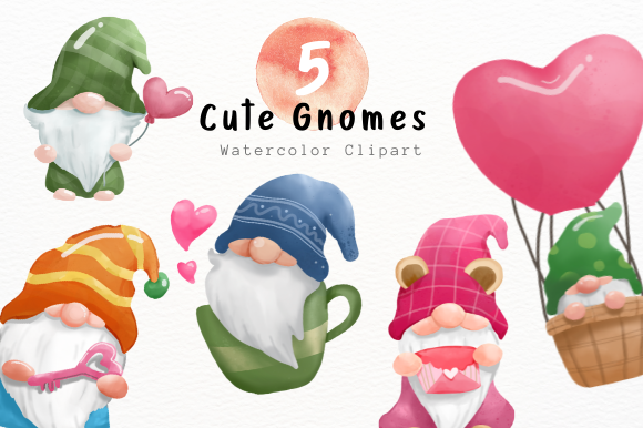 Enchant Your Projects with Cute Gnome Watercolor Clipart