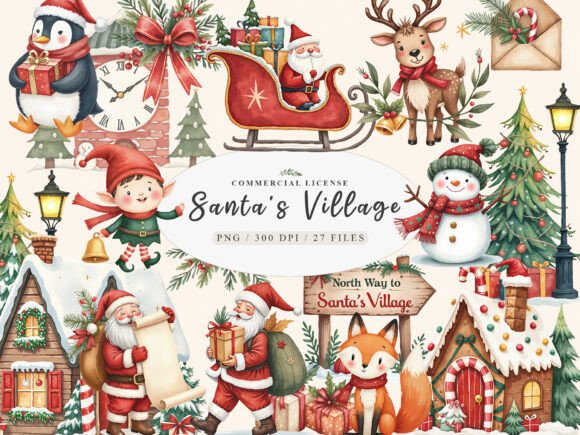 Enchanting Sweet Christmas Mrs Santa Claus Village Graphics