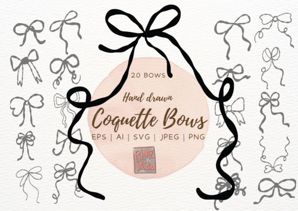 Hand Drawn COQUETTE Bows Clipart: A Designer's Go-To Asset