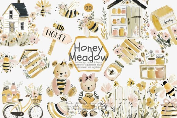 Honey Meadow Clipart Bundle: A Designer’s Delight