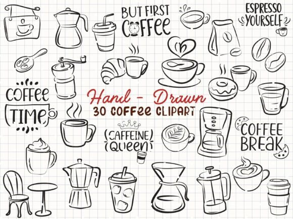 Infuse Your Brand with Authenticity: The Coffee Svg Hand Drawn Cafe Clipart