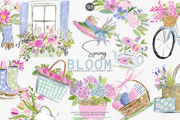 Spring Bloom Watercolor Clipart Set I: A Designer's Garden Toolkit