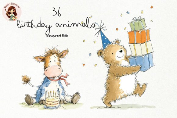Storybook Birthday Animals PNG Clipart: A Designer's Delight