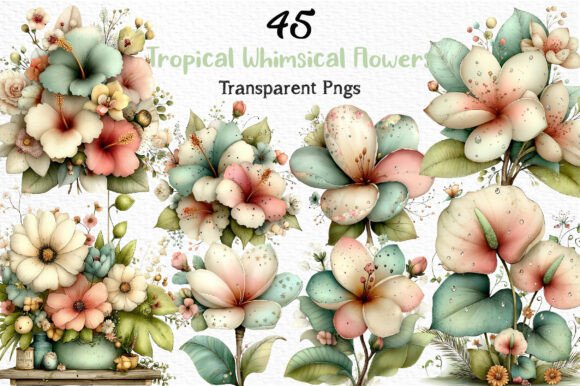 Tropical Whimsical Flowers Clipart PNG: A Designer's Guide