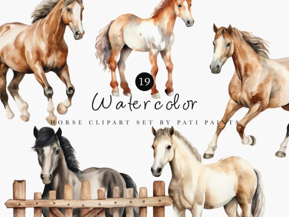 Watercolor Cute Horse Clipart Bundle: A Designer’s Delight