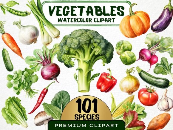 Watercolor Vegetables Clipart: Fresh Design Assets