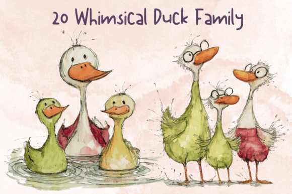 Whimsical Duck Family Clipart Set: A Charming Creative Companion
