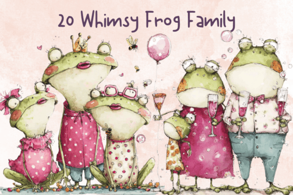 Whimsical Frog Family Clipart Set: A Pondside Design Toolkit