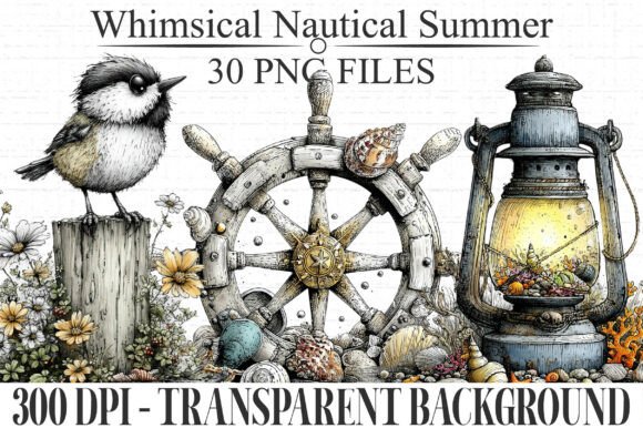Whimsical Nautical Summer Clipart Bundle